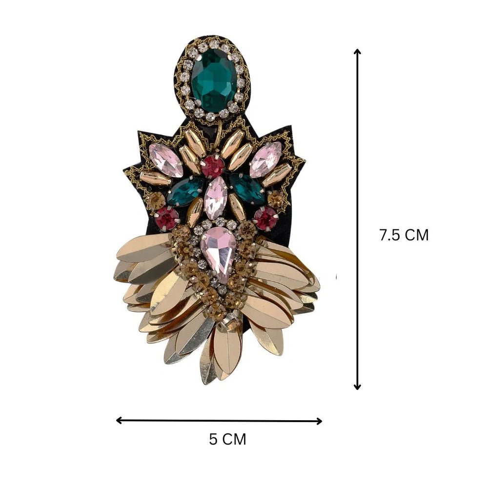 Elegant Gold-Tone Earrings with Crystals and Gems design | elegant and eye-catching - EarthBased