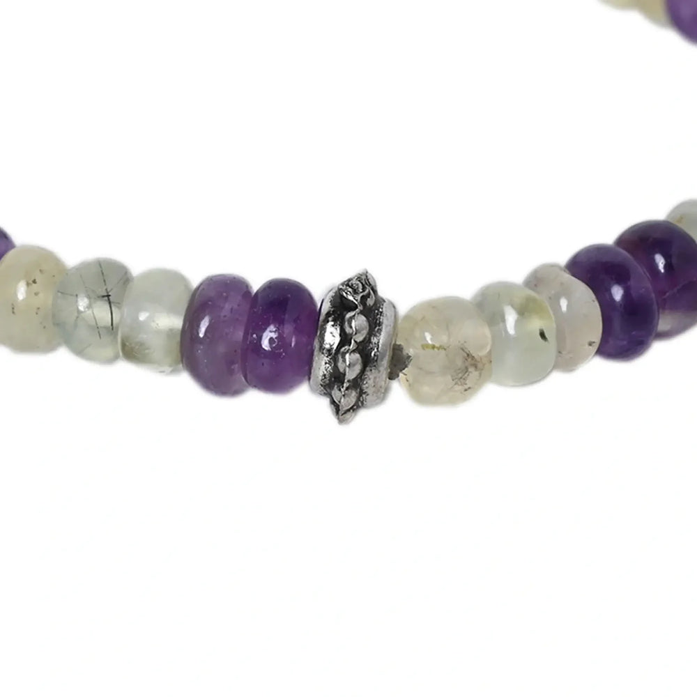 Elevate their Spirits with our Amethyst and Prehnite Healing Gemstone Bracelet - A Perfect Gift for Your Loved One" - EarthBased