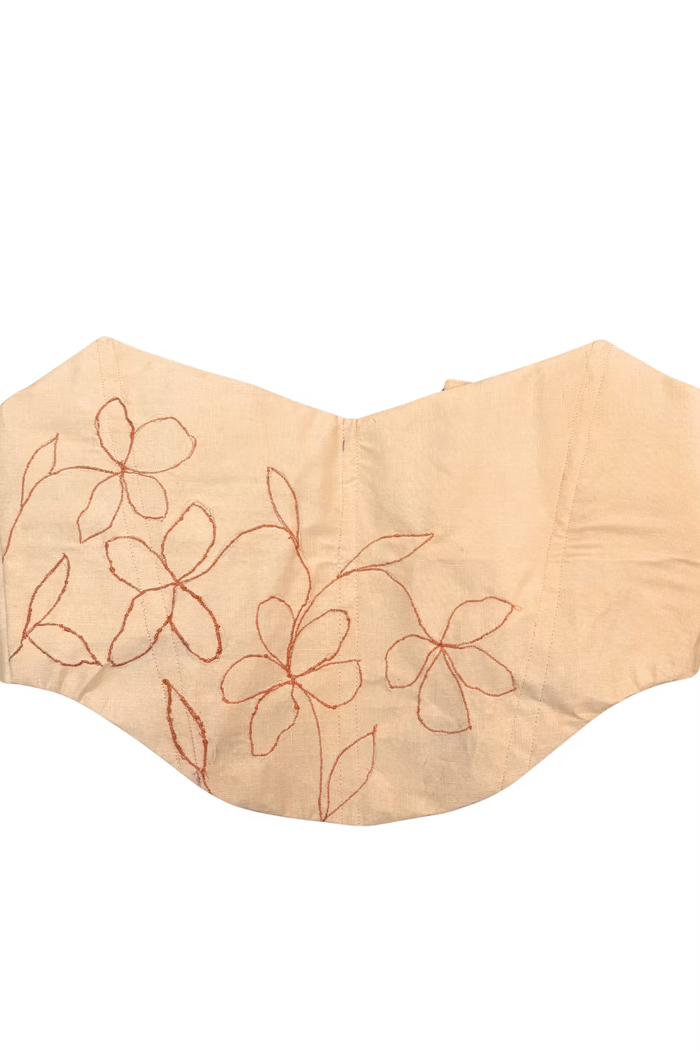 Peach Corset with red floral embroidery