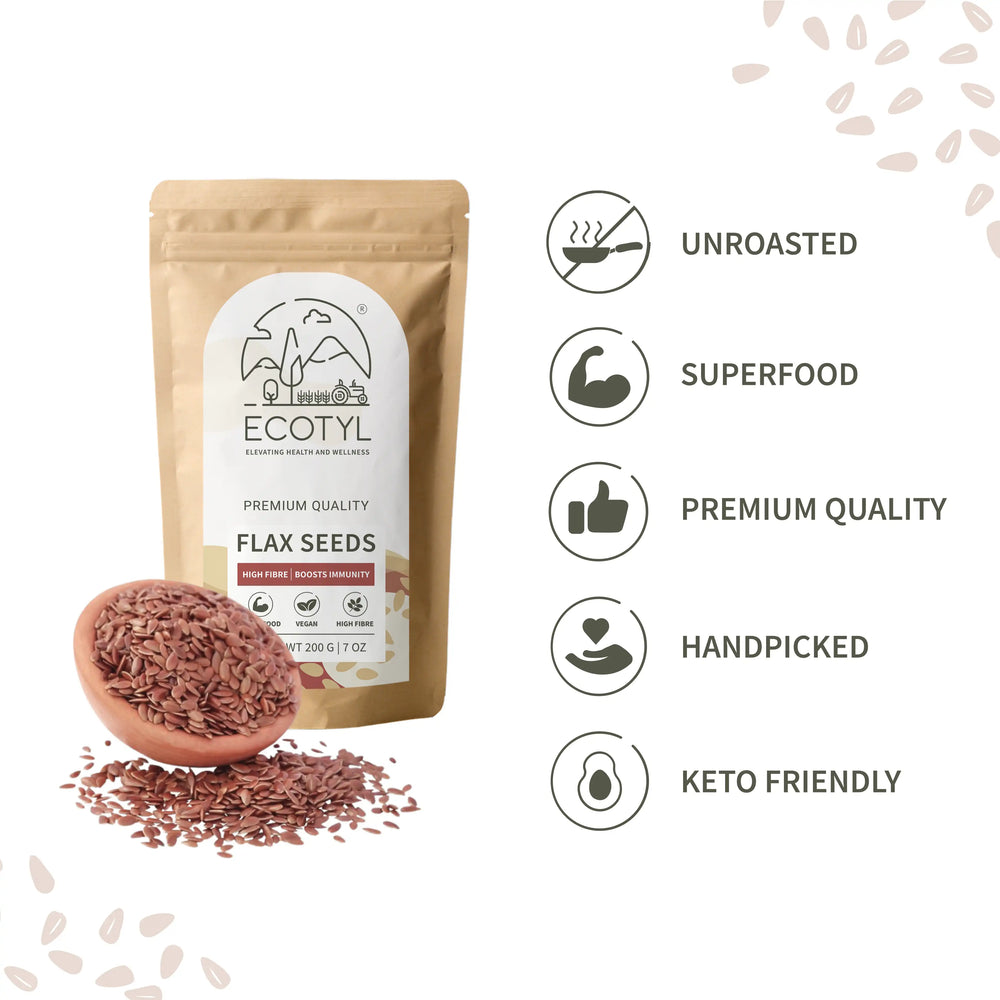 Ecotyl Flax Seeds - Set of 2 | Unroasted | 2 x 200g - EarthBased