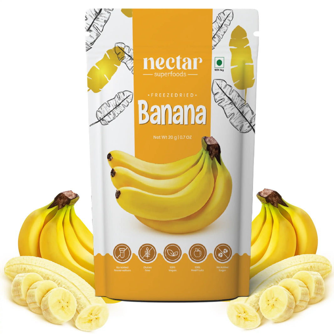 NECTAR SUPER FOODS- FREEZE DRIED BANANA SLICES- PACK OF 2 UNITS 20 GM EACH - EarthBased