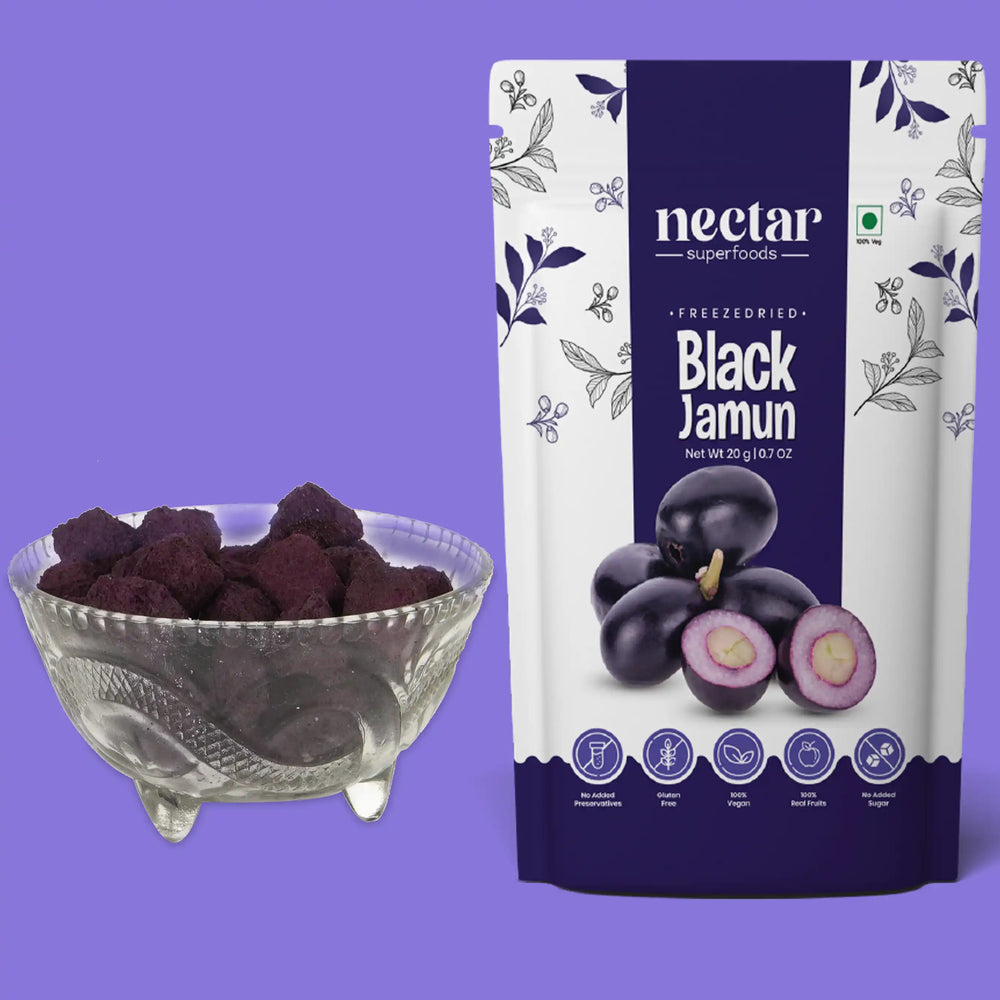 NECTAR SUPER FOODS- FREEZE DRIED BLACK JAMUN- PACK OF 2 UNITS 20 GM EACH - EarthBased