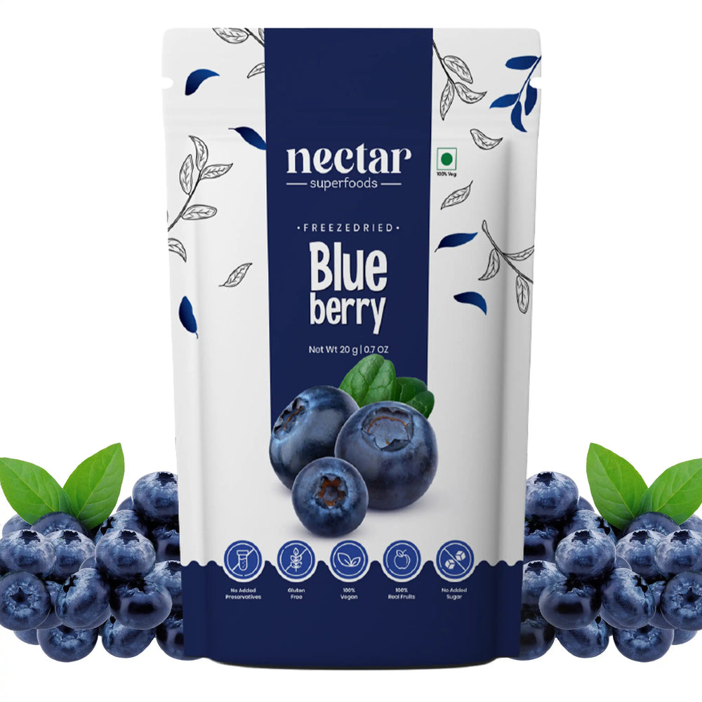 NECTAR SUPERFOODS- FREEZE DRIED BLUEBERRY WHOLE- PACK OF 2 UNITS 20 GM EACH - EarthBased
