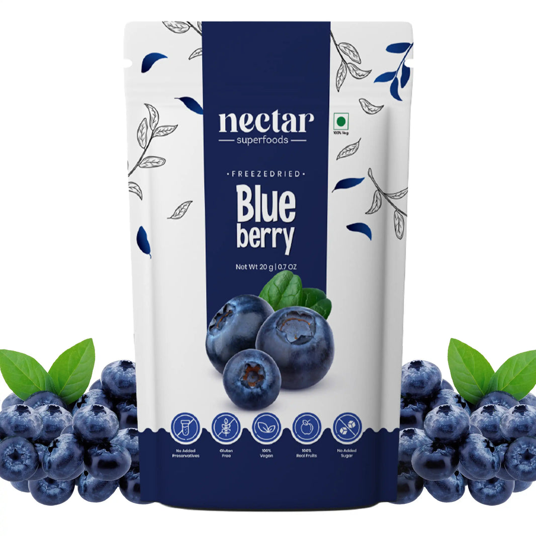 NECTAR SUPERFOODS- FREEZE DRIED BLUEBERRY WHOLE- PACK OF 2 UNITS 20 GM EACH - EarthBased