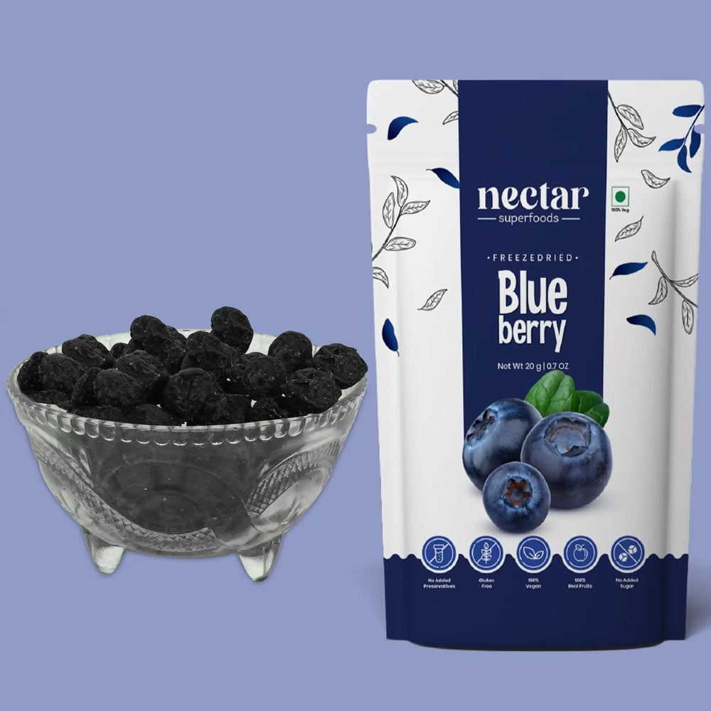 NECTAR SUPERFOODS- FREEZE DRIED BLUEBERRY WHOLE- PACK OF 2 UNITS 20 GM EACH - EarthBased