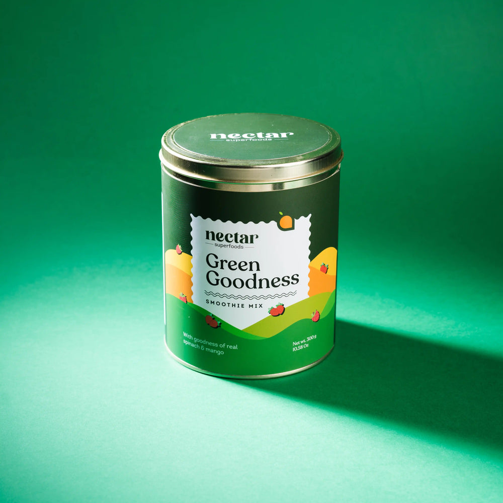 NECTAR SUPERFOODS- FREEZE DRIED GREEN GOODNESS SMOOTHIE MIX -300 GM PACK-PACK OF 1 UNIT - EarthBased