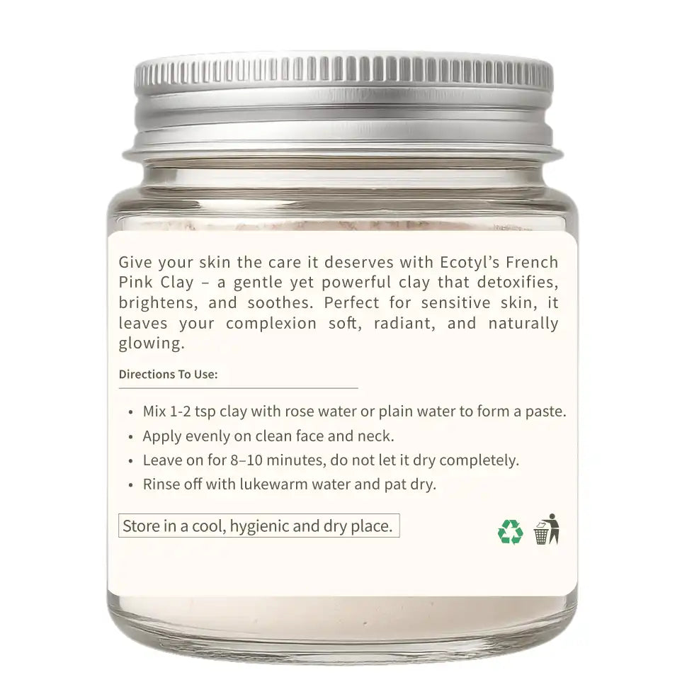 Ecotyl French Pink Clay | Gentle Detox Clay | Skin Brightening | 80g - EarthBased