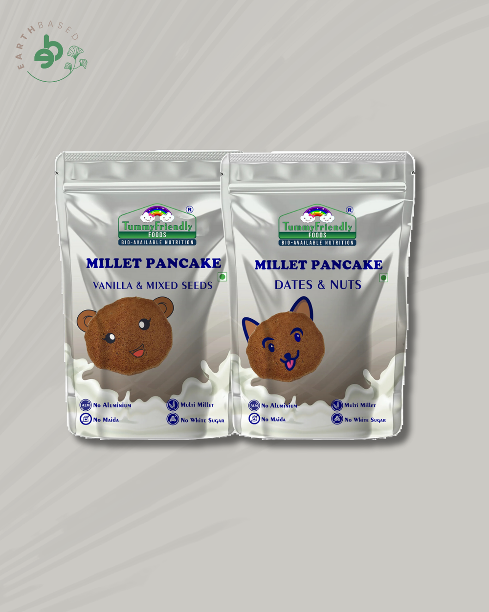 TummyFriendly Foods Millet Pancake Mix - Dates, Nuts, Seeds. HealthyBreakfast. 2 Packs 150g Each Cocoa Powder (2 x 150 g) - EarthBased