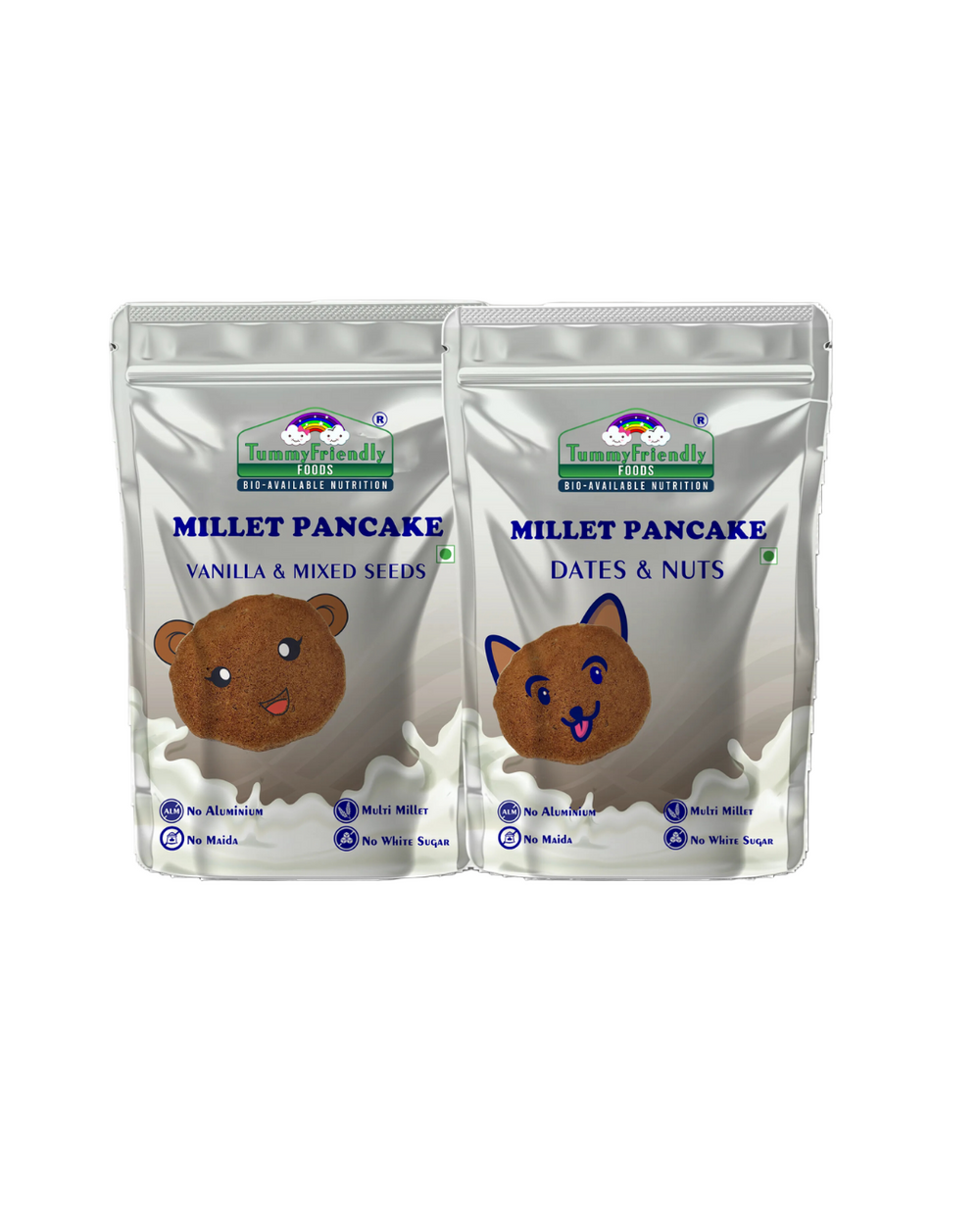 TummyFriendly Foods Millet Pancake Mix - Dates, Nuts, Seeds. HealthyBreakfast. 2 Packs 150g Each Cocoa Powder (2 x 150 g) - EarthBased