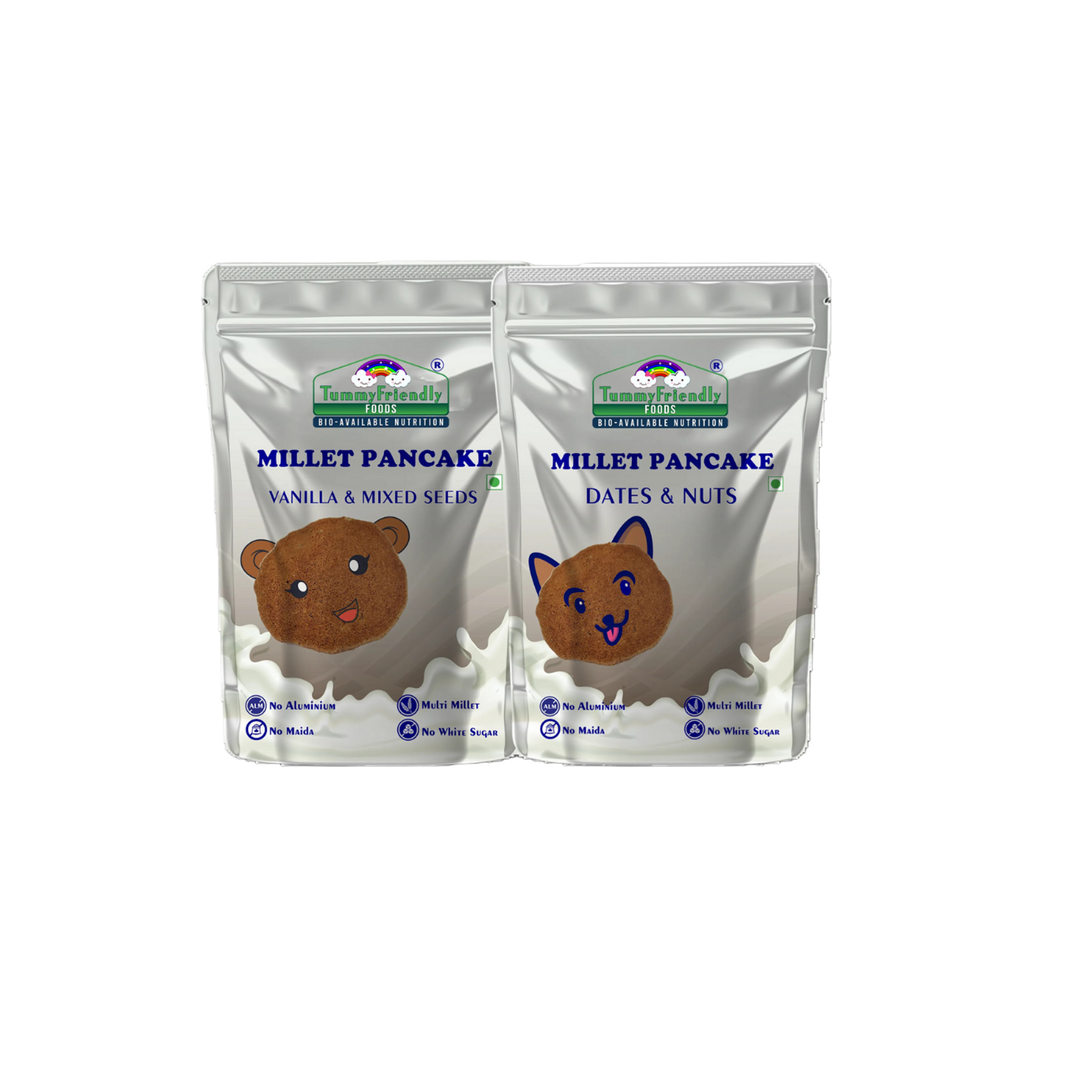 TummyFriendly Foods Millet Pancake Mix - Dates, Nuts, Seeds. HealthyBreakfast. Two 2 Packs 150g Each Cocoa Powder (4 x 150 g) - EarthBased