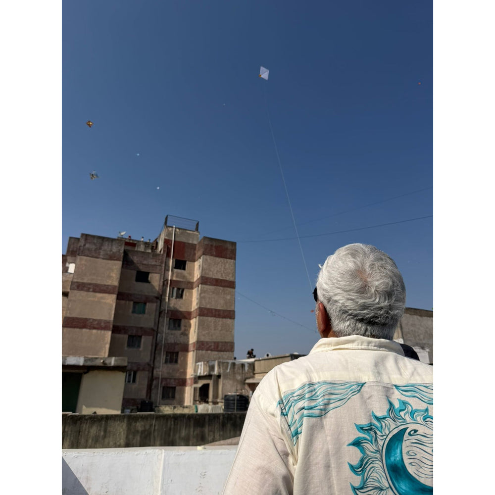 Fully hand-painted Hara Aakash shirt in white by JOD