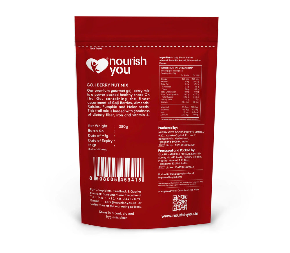 Nourish You GOJI BERRY NUT MIX 250G - EarthBased