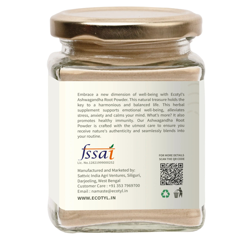 Ecotyl Ashwagandha Root Powder | Ayurvedic Supplement | Energy Booster - EarthBased