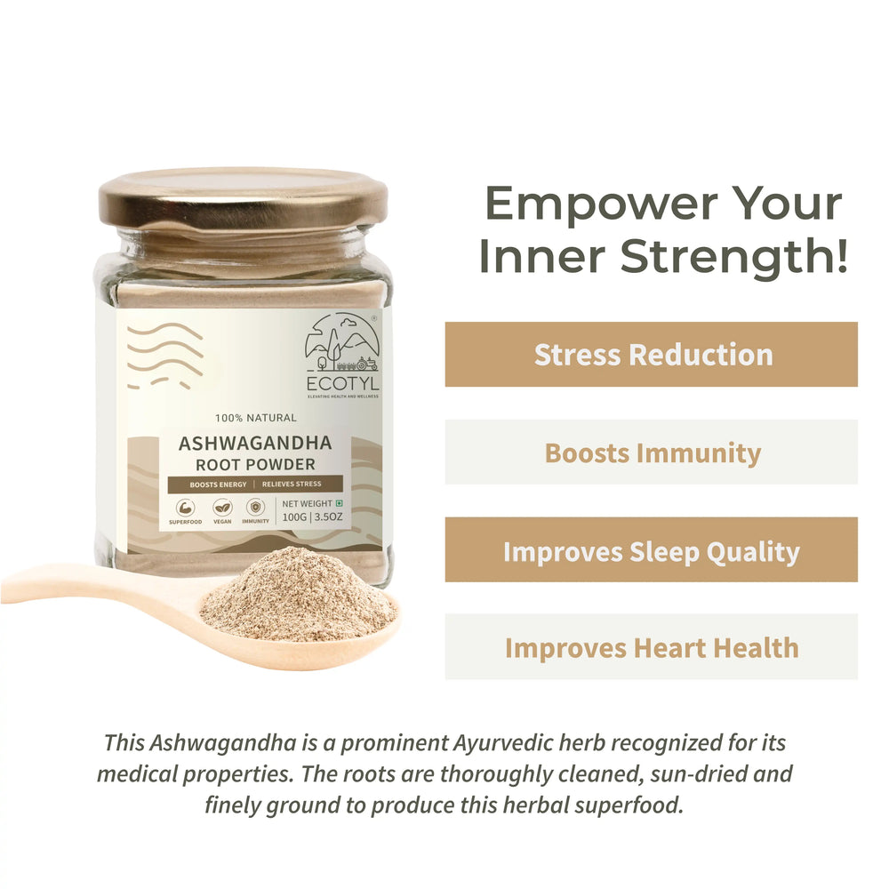 Ecotyl Ashwagandha Root Powder | Ayurvedic Supplement | Energy Booster - EarthBased