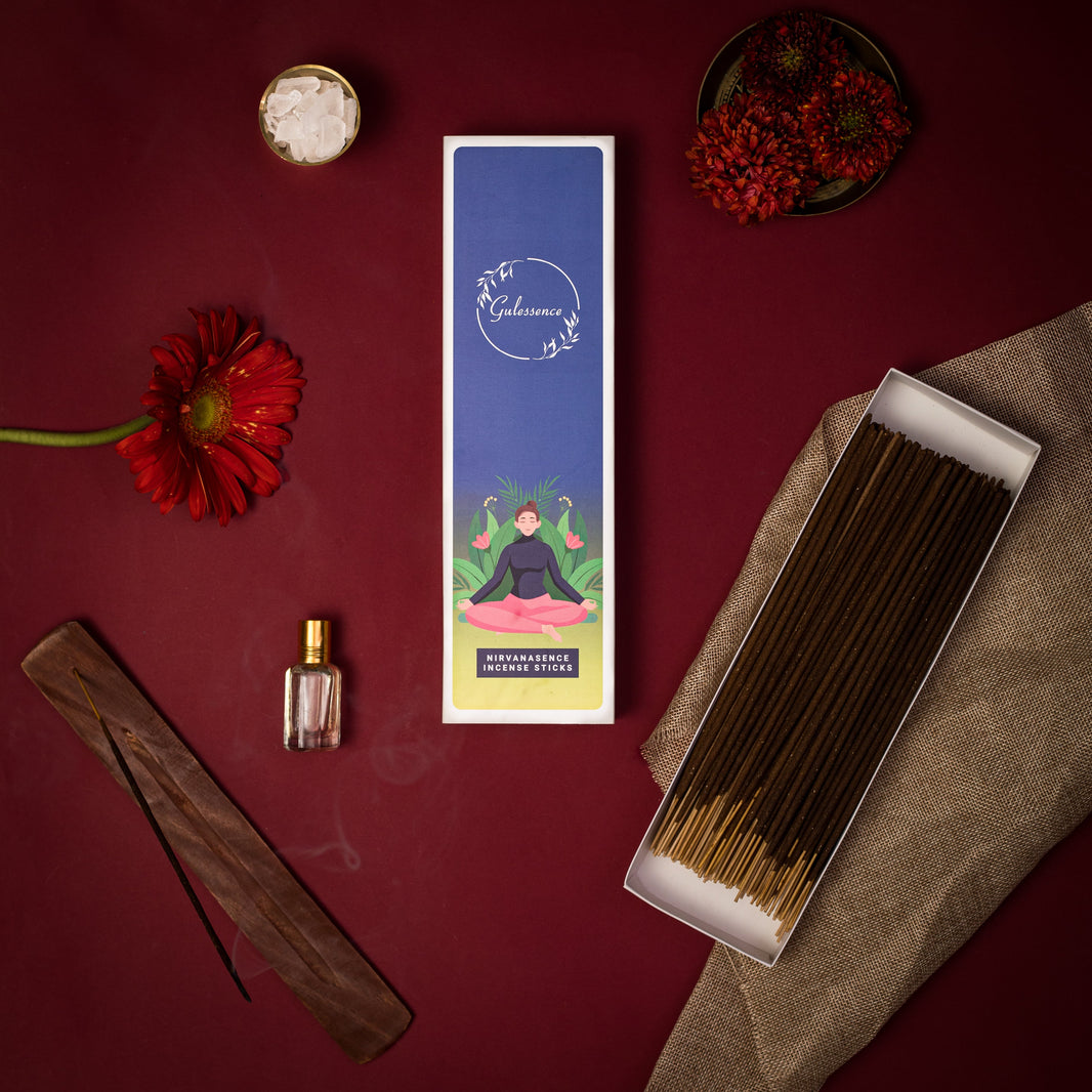 Nirvanasence Incense Sticks With Free Incense Holder| Made from Temple Flower | Gulessence - EarthBased