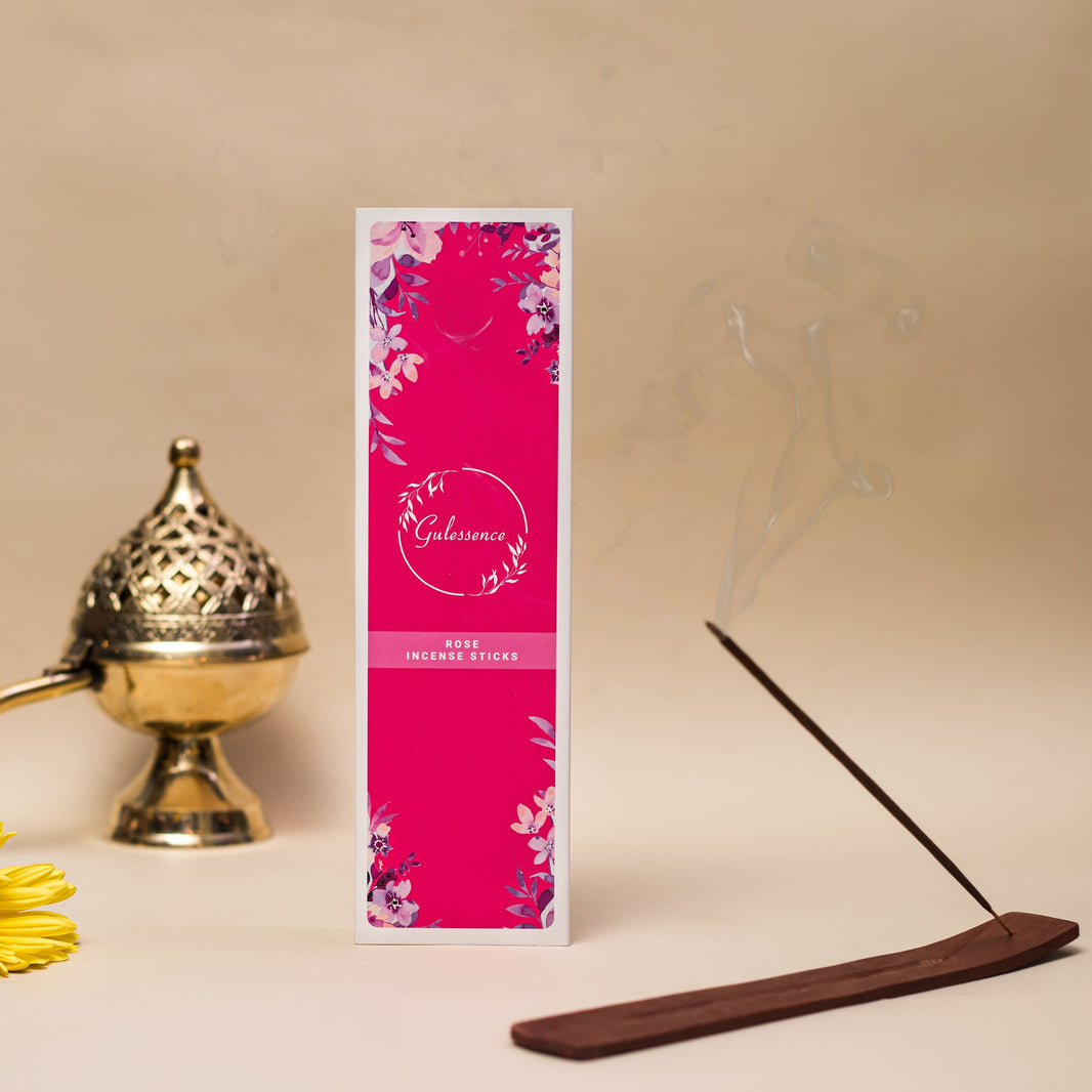 Rose Incense Sticks With Free Incense Holder| Made from Temple Flower | Gulessence - EarthBased