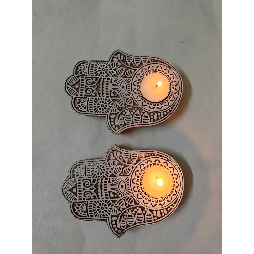 Hamsa hand tea light holder (set of 2) | ONEarth - EarthBased