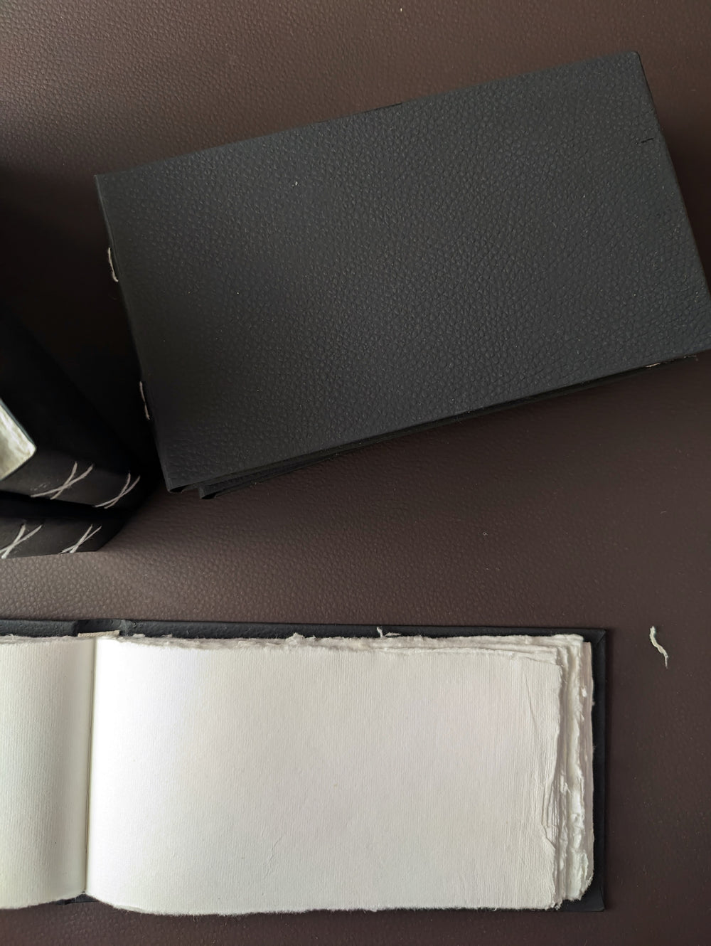 Black Leather feel landscape Journal I Cruelty free I Handmade Cotton papers by White Canvaa - EarthBased