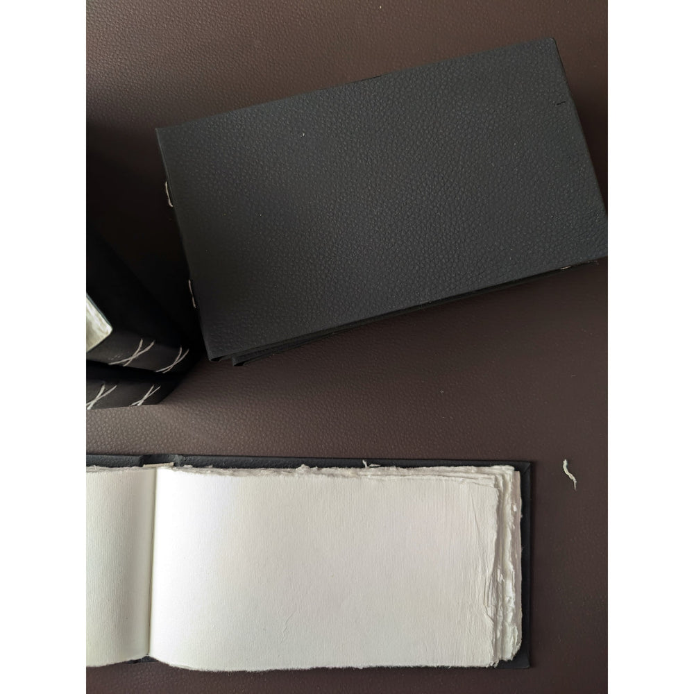 Black Leather feel landscape Journal I Cruelty free I Handmade Cotton papers by White Canvaa - EarthBased