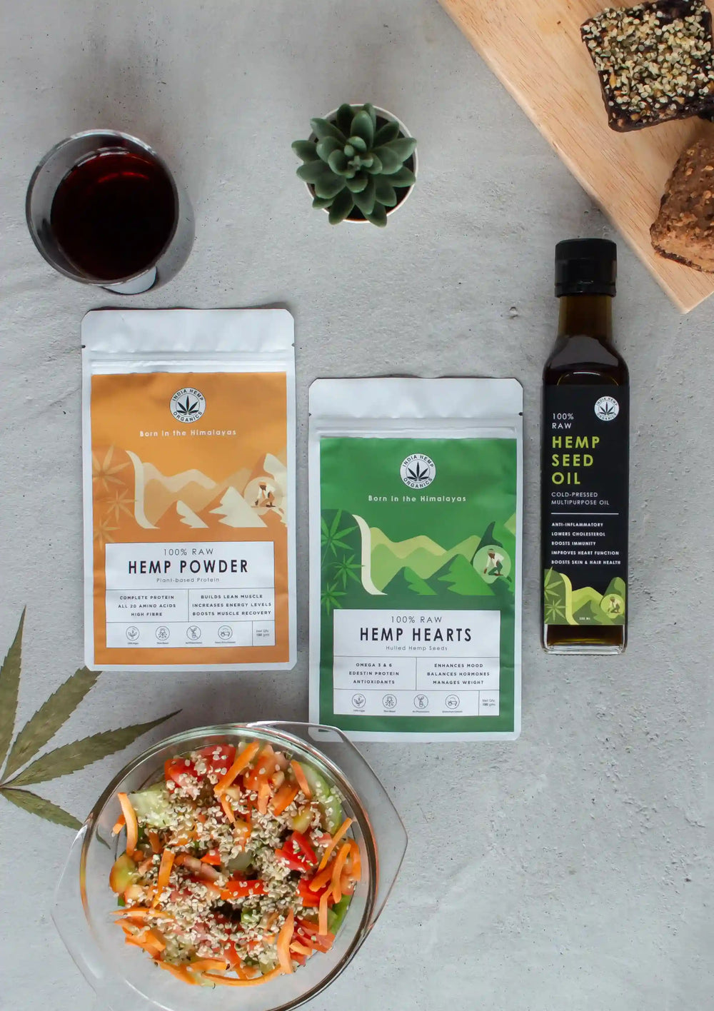 Hemp Starter Pack ( Hemp Protein Powder – 100g, Hemp Hearts – 100g, Hemp Seed Oil – 250ml) - EarthBased