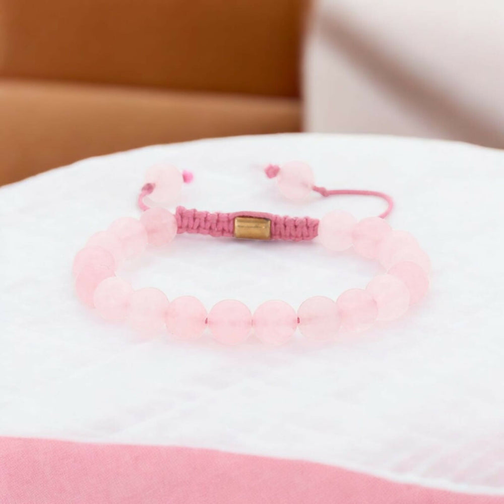 Real Rose Quartz Healing Bracelet For Love, Compassion, Emotions & Relationships - EarthBased