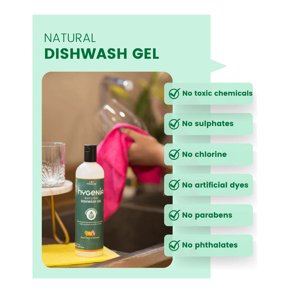 Hygenia Natural Dishwash Gel - Sweet Orange & Geranium 500ml - EarthBased