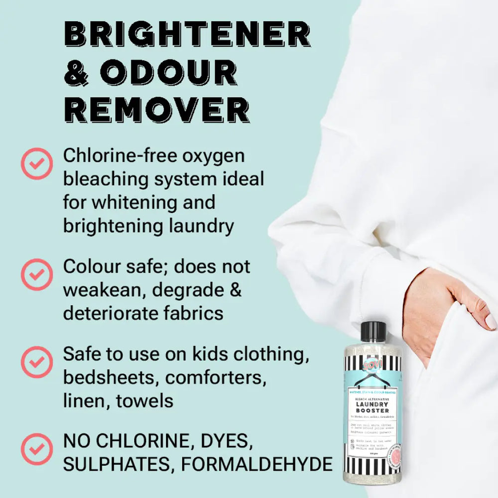 SOVI® LAUNDRY BOOSTER, CHLORINE FREE OXYGEN BLEACH, STAIN REMOVER, LAUNDRY BRIGHTENER AND WHITENER - EarthBased