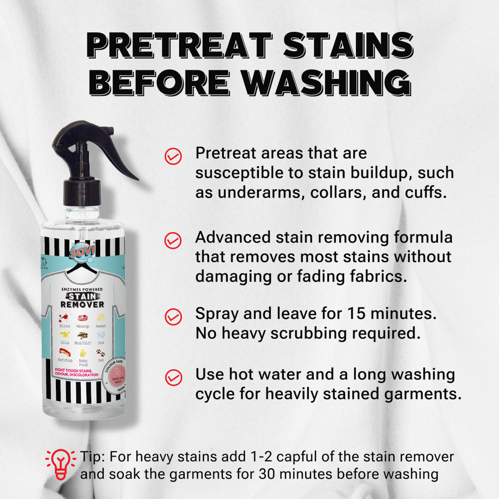 The Clean Laundry Edition, Super Saver - SOVI® Laundry Liquid Detergent 2 Liters | GET FREE: SOVI® Laundry Booster 500 gms (₹299) and SOVI® Stain Remover 275 ml (₹199), Pack of 3 - EarthBased