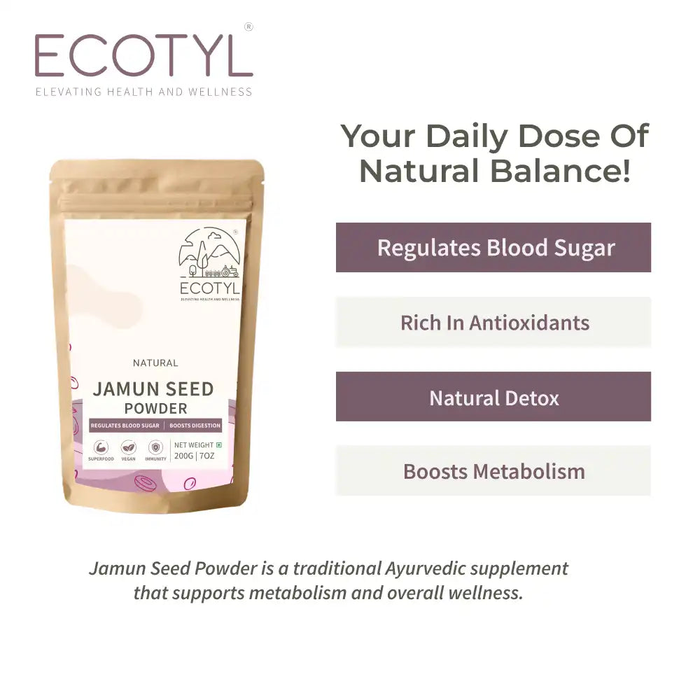 Ecotyl Jamun Seed Powder | Blood Sugar Control | Rich in Antioxidants | 200g - EarthBased
