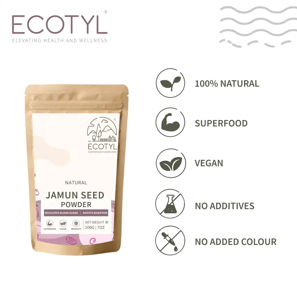 Ecotyl Jamun Seed Powder | Blood Sugar Control | Rich in Antioxidants | 200g - EarthBased