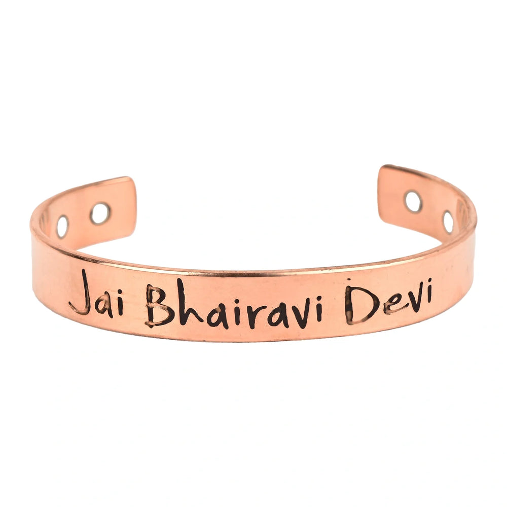 Jai Bhairavi Devi Pure Copper Healing Kada – Unisex Magnetic Energy Bracelet - EarthBased