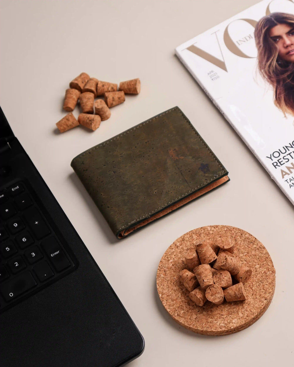 Kakapo Bifold Cork Wallet - Olive Green | Clan Earth - EarthBased