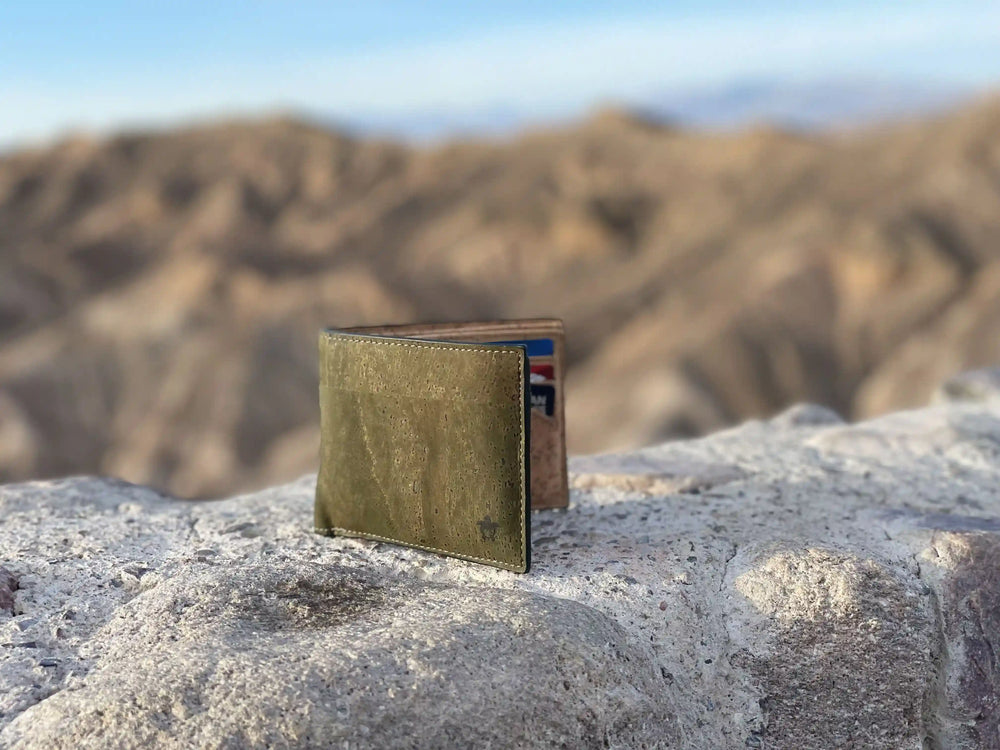 Kakapo Bifold Cork Wallet - Olive Green | Clan Earth - EarthBased