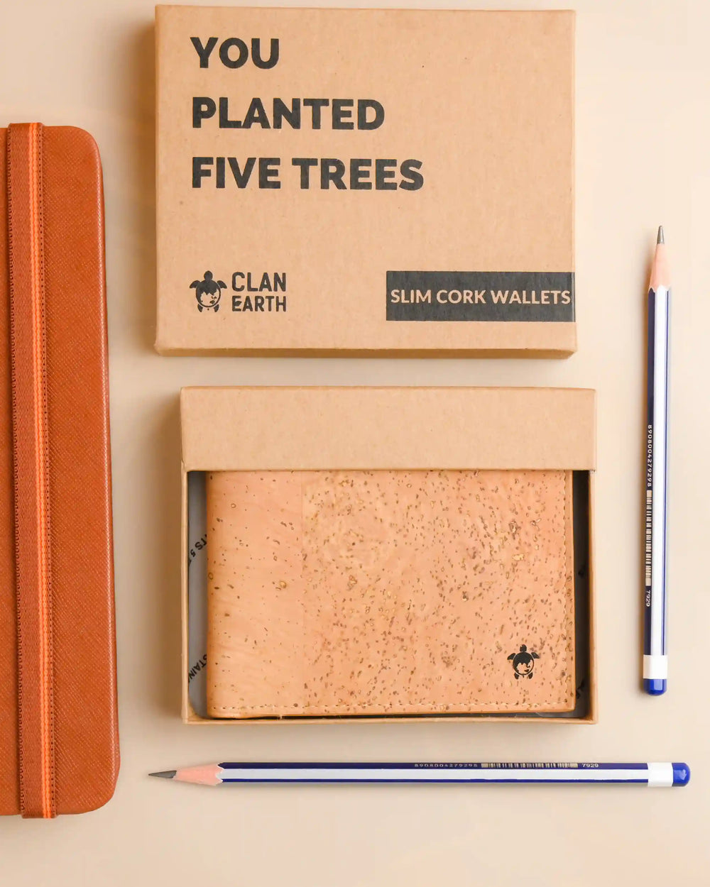 Kakapo Bifold Cork Wallet - Tan | Clan Earth - EarthBased