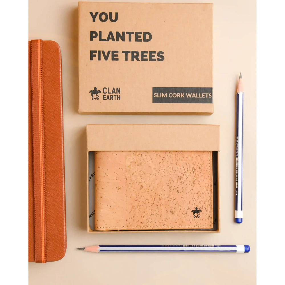 Kakapo Bifold Cork Wallet - Tan | Clan Earth - EarthBased