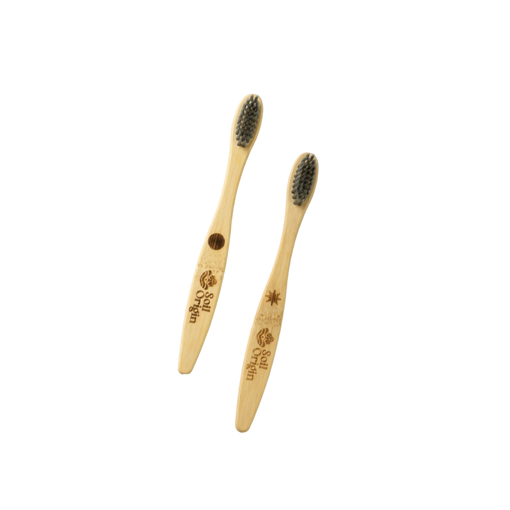 Kids Bamboo Brush (Charcol Bristles) - Set of 2 | Pack of 3 - EarthBased
