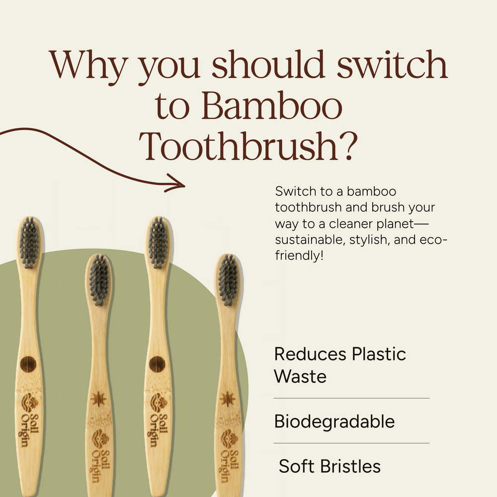 Kids Bamboo Brush (Charcol Bristles) - Set of 2 | Pack of 3 - EarthBased