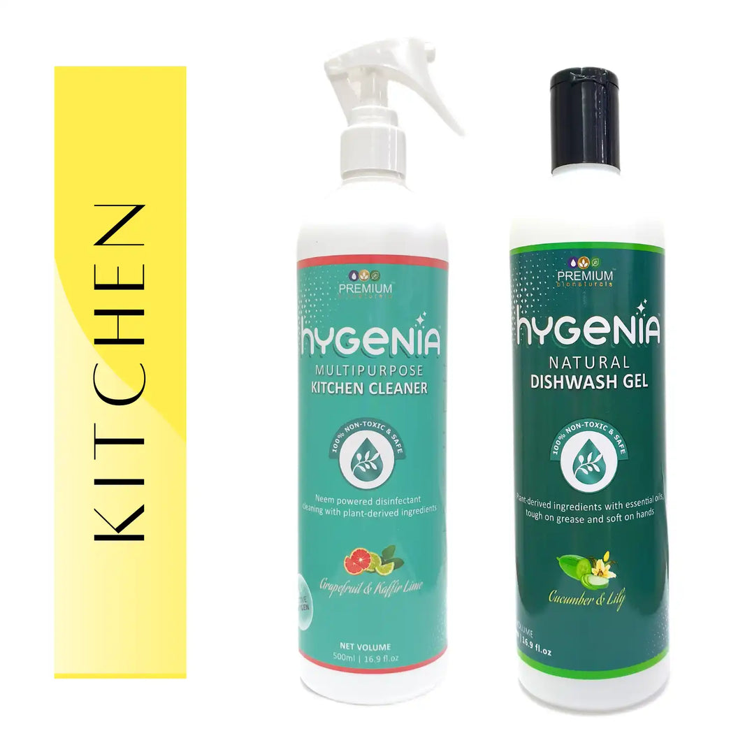 Hygenia Multipurpose Kitchen Cleaner & Natural Dishwash Gel - Grapefruit Kaffir Lime | Cucumber Lily 500ml - EarthBased