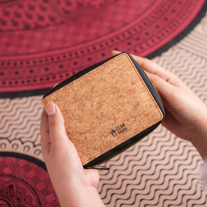 Kiwi Cork Zip Wallet - Tan | Clan Earth - EarthBased