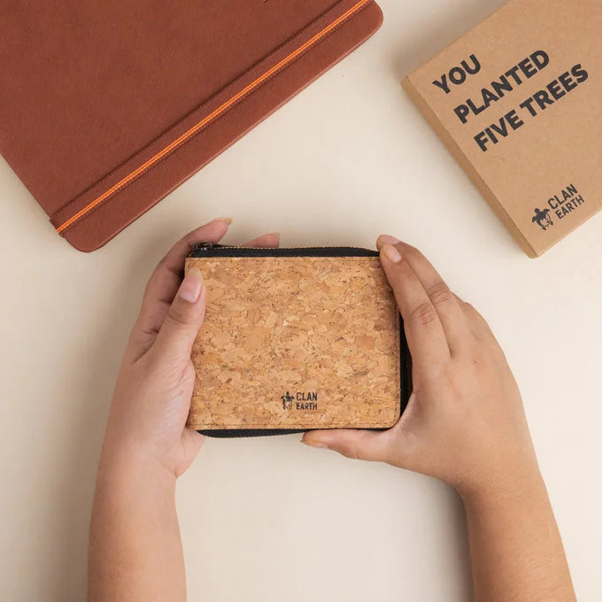 Kiwi Cork Zip Wallet - Tan | Clan Earth - EarthBased