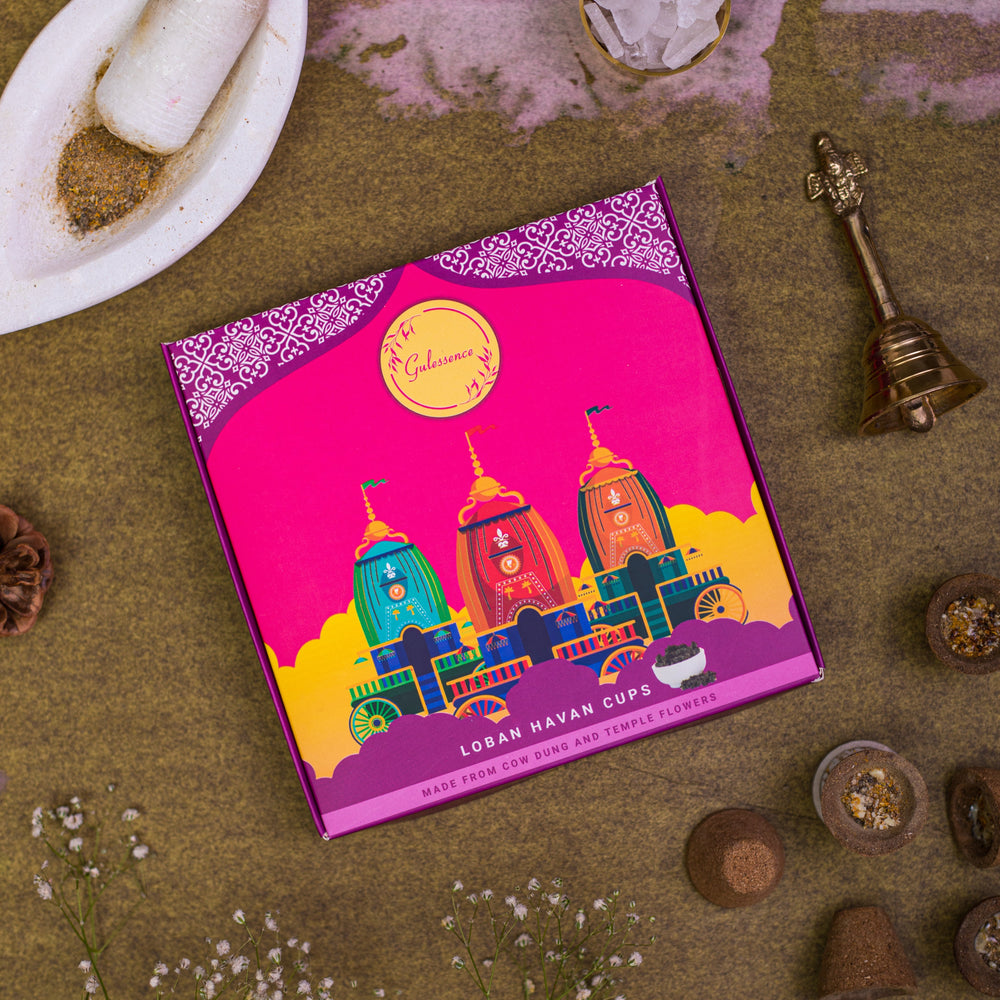 Loban Havan Cups | Made from Cow dung & Temple Flower |Gulessence - Gulessence