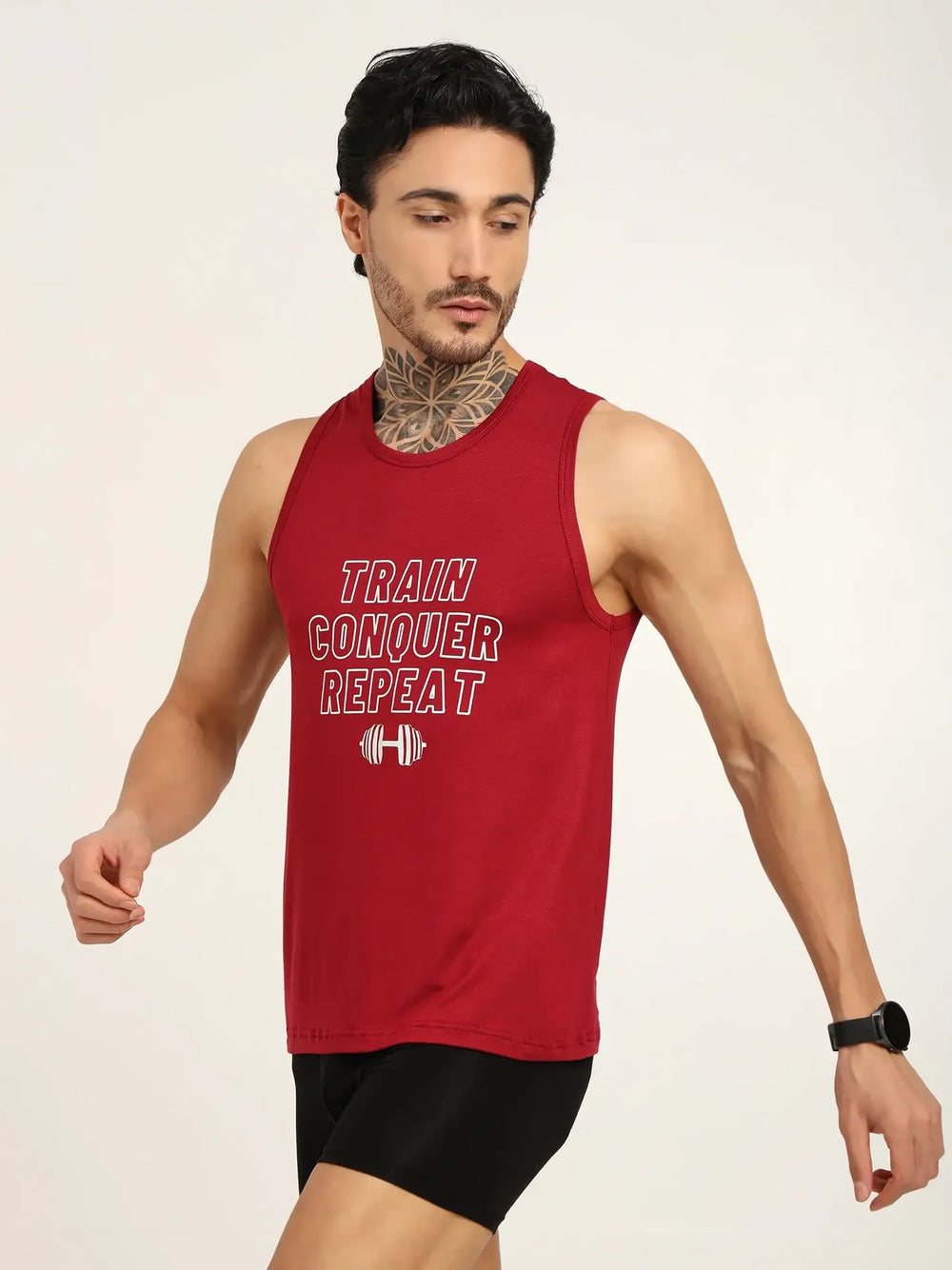 Men's Bamboo Fabric Workout Gym Vest | Maroon - EarthBased