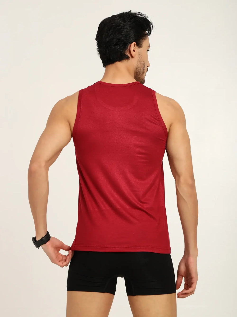 Men's Bamboo Fabric Workout Gym Vest | Maroon - EarthBased
