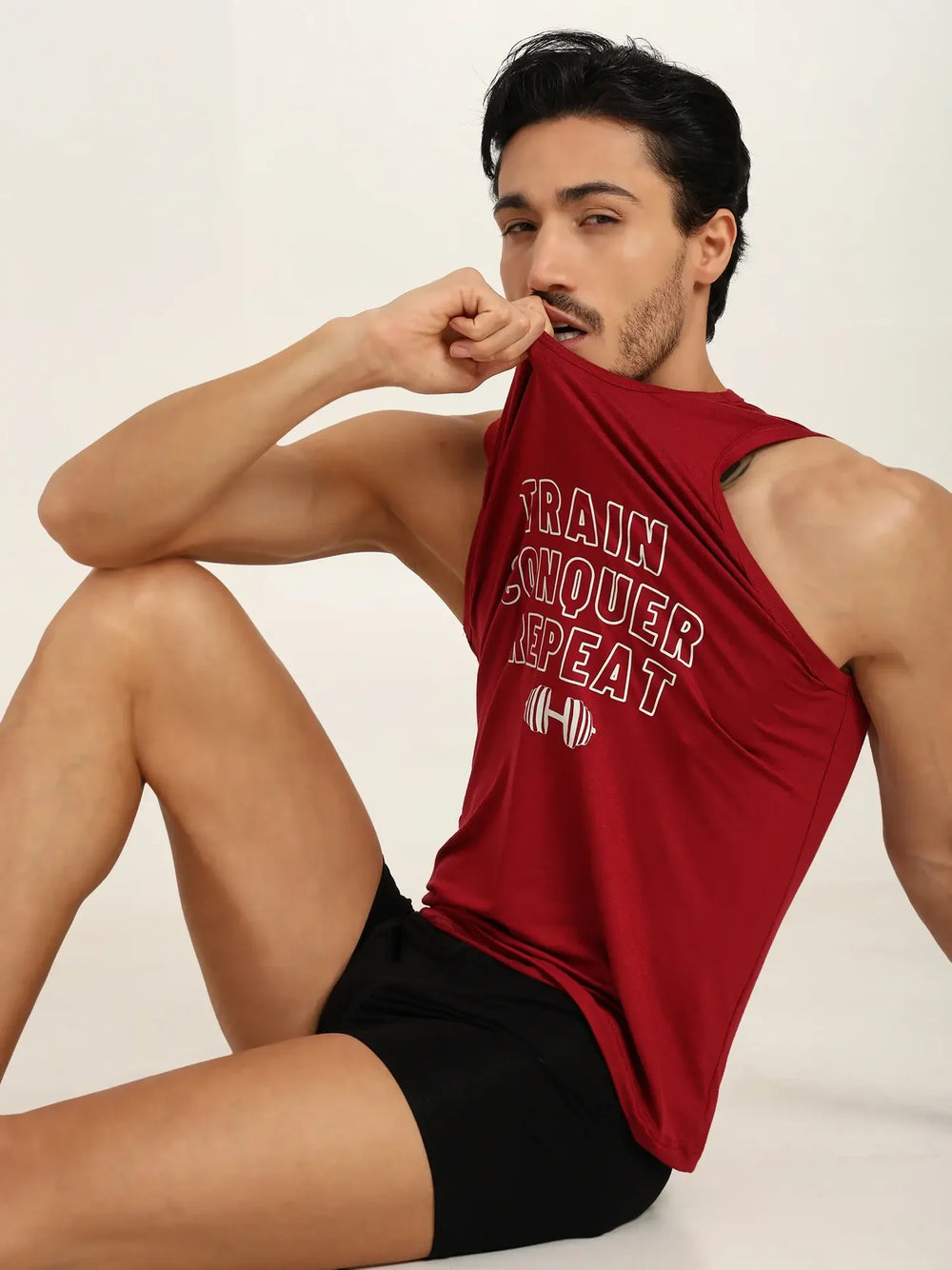 Men's Bamboo Fabric Workout Gym Vest | Maroon - EarthBased