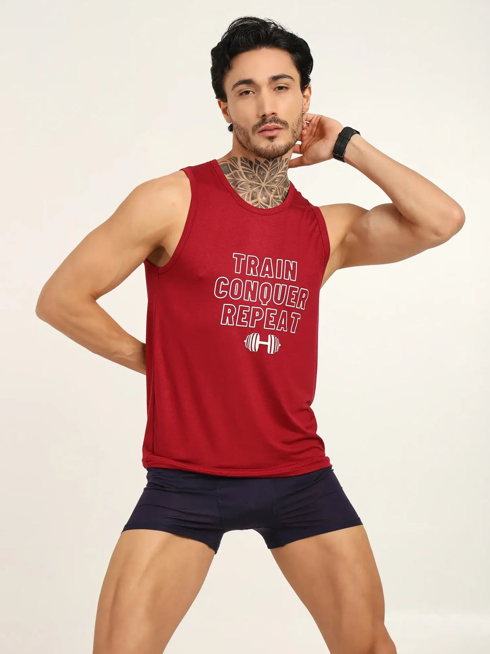 Men's Bamboo Fabric Workout Gym Vest | Maroon - EarthBased