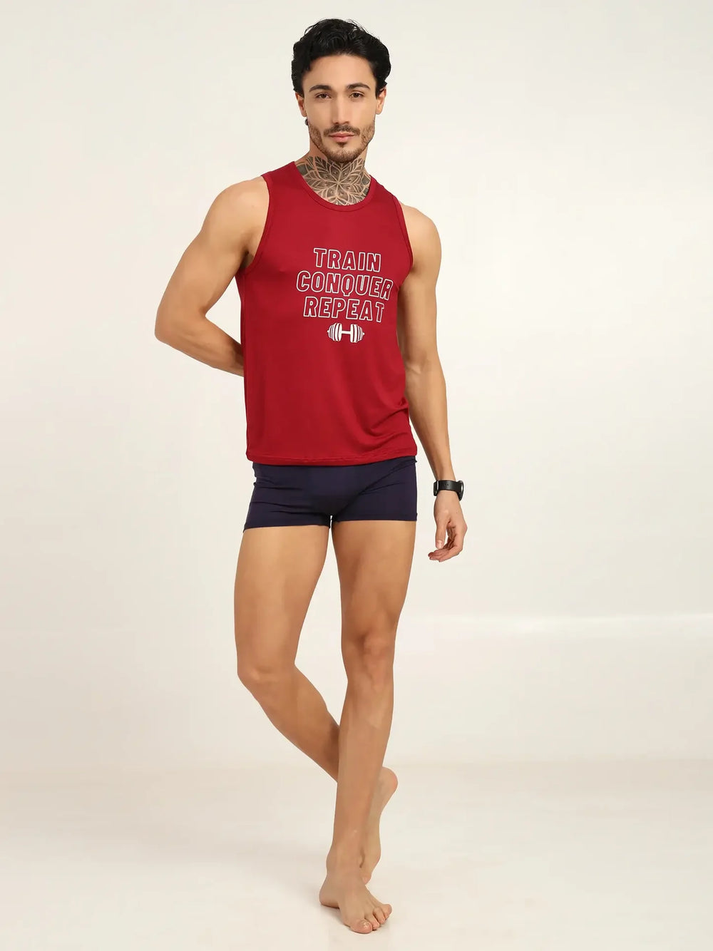 Men's Bamboo Fabric Workout Gym Vest | Maroon - EarthBased