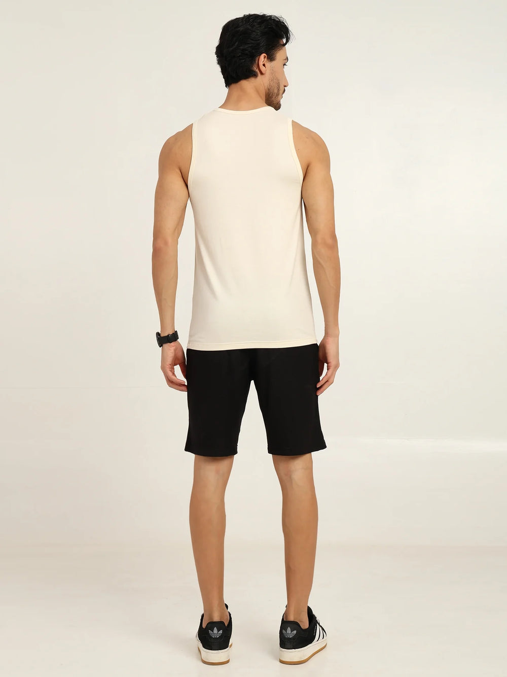 Men's Bamboo Fabric Workout Gym Vest | Cream - EarthBased
