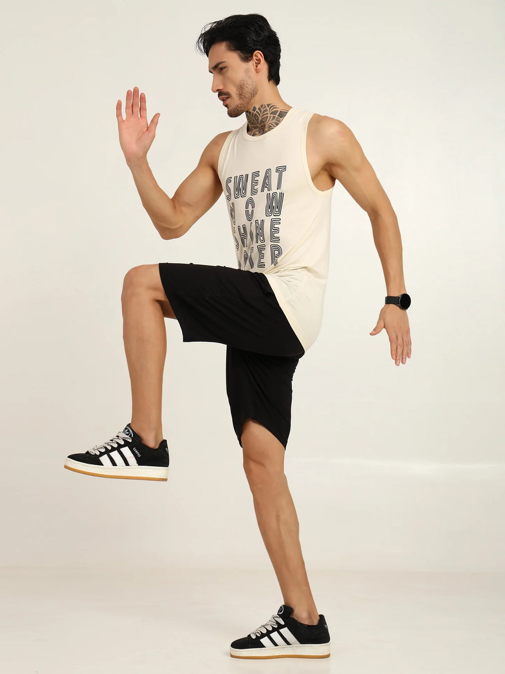 Men's Bamboo Fabric Workout Gym Vest | Cream - EarthBased