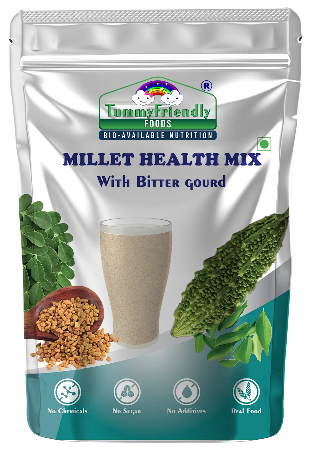 TummyFriendly Foods Organic Millet Health Mix With Bittergourd, Methi Seeds, Moringa Leaves 800 g - EarthBased