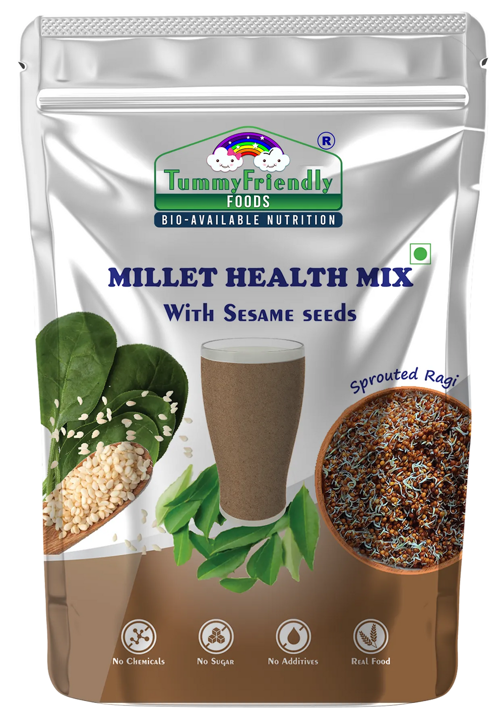 Tummy Friendly Foods Organic Millet Health Mix With Sesame Seeds and Curry Leaves 800 g - EarthBased